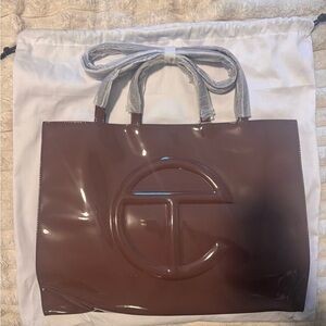 Telfar Large Shopping Bag - Chocolate Patent
